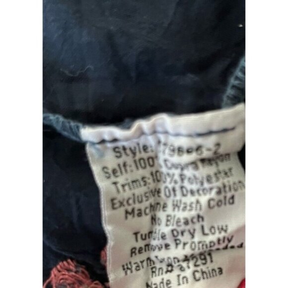 New Johnny Was Navy Floral Embroidered Cupra Rayon Boho Olivia Blouse Top - Picture 9 of 11